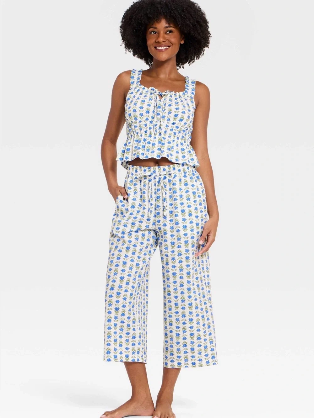 Seersucker Matching Set Blue Floral by Auden - NWT